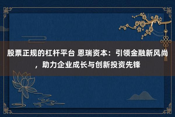 股票正规的杠杆平台 恩瑞资本：引领金融新风尚，助力企业成长与创新投资先锋