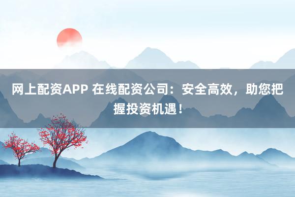 网上配资APP 在线配资公司：安全高效，助您把握投资机遇！