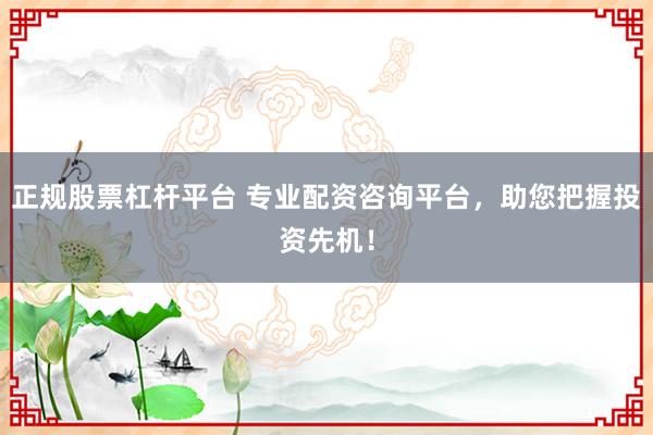 正规股票杠杆平台 专业配资咨询平台，助您把握投资先机！