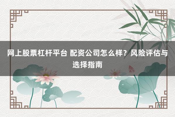 网上股票杠杆平台 配资公司怎么样？风险评估与选择指南