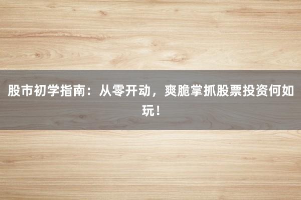 股市初学指南：从零开动，爽脆掌抓股票投资何如玩！