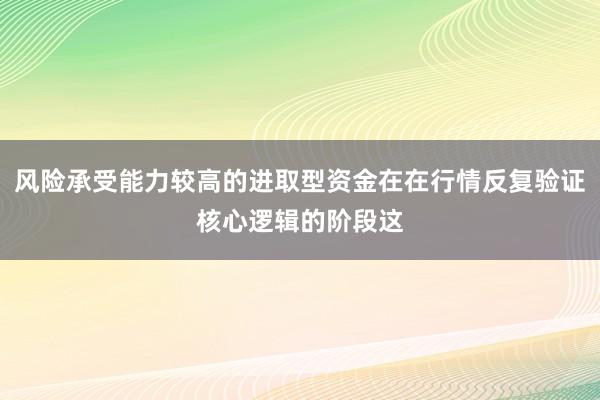 风险承受能力较高的进取型资金在在行情反复验证核心逻辑的阶段这