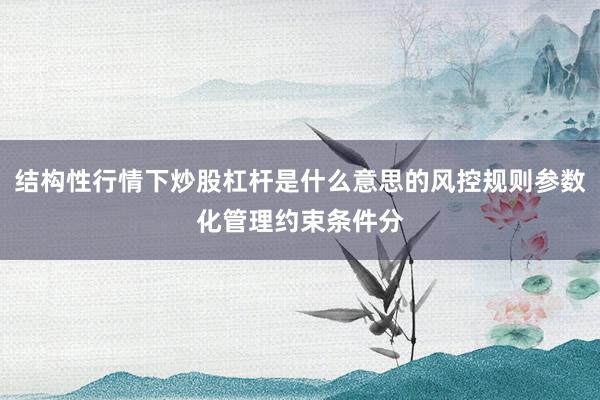 结构性行情下炒股杠杆是什么意思的风控规则参数化管理约束条件分