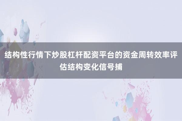 结构性行情下炒股杠杆配资平台的资金周转效率评估结构变化信号捕