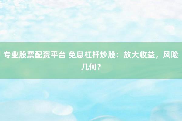 专业股票配资平台 免息杠杆炒股：放大收益，风险几何？