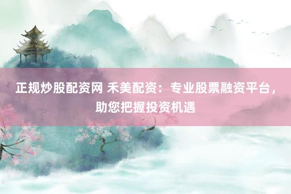 正规炒股配资网 禾美配资：专业股票融资平台，助您把握投资机遇