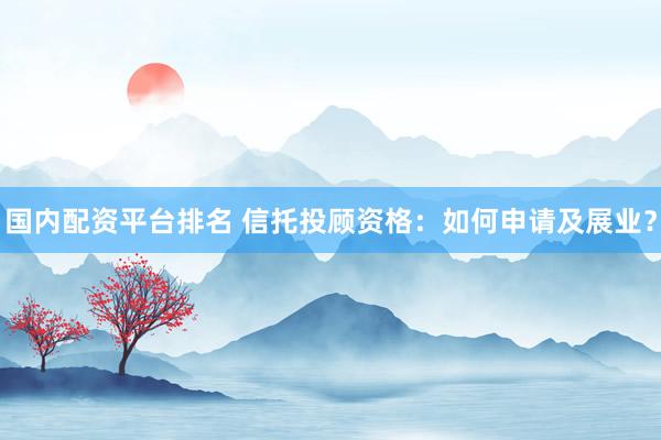 国内配资平台排名 信托投顾资格:如何申请及展业?