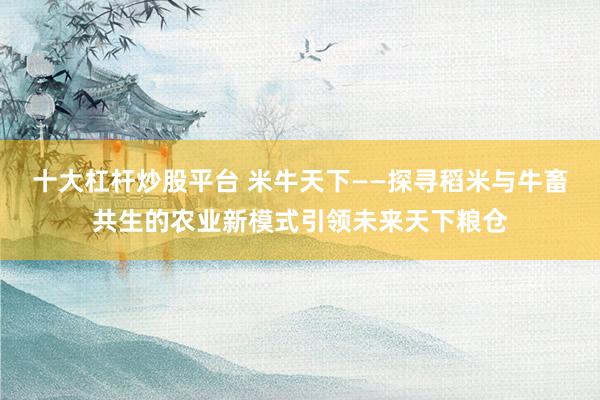 十大杠杆炒股平台 米牛天下——探寻稻米与牛畜共生的农业新模式引领未来天下粮仓