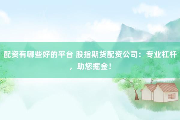 配资有哪些好的平台 股指期货配资公司：专业杠杆，助您掘金！