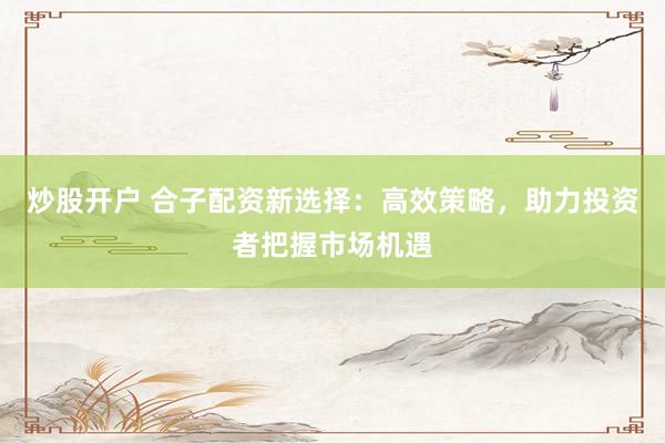 炒股开户 合子配资新选择：高效策略，助力投资者把握市场机遇